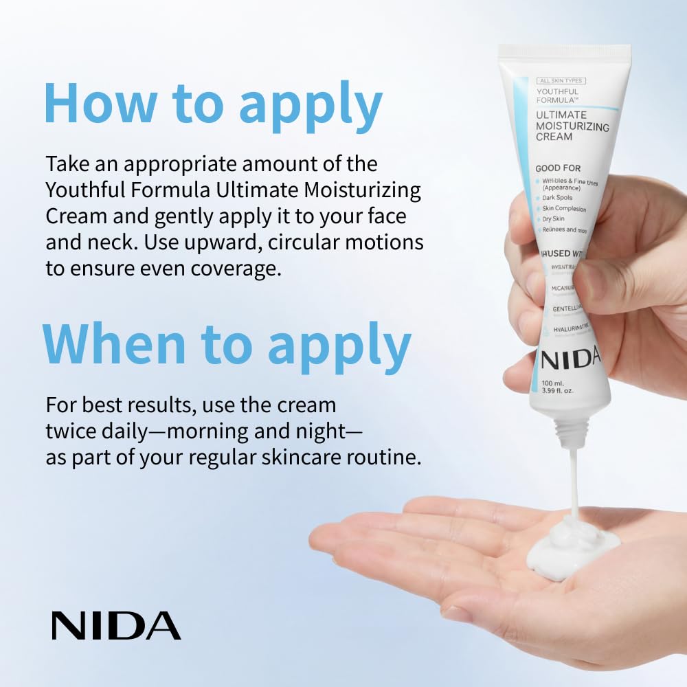 NIDA Youthful Formula™ Ultimate Moisturizing Cream | Centella Asiatica, Niacinamide, Hyaluronic Acid, Collagen | Wrinkles, Fine Lines, Dark Spots, Dry Beauty and Personal Care NIDA
