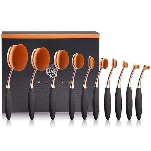 Yoseng Makeup Brushes Set 10Pcs Professional Oval Toothbrush Foundation Cream Contour Powder Blush Conceler Eyeliner Blending Brush New Fashionable