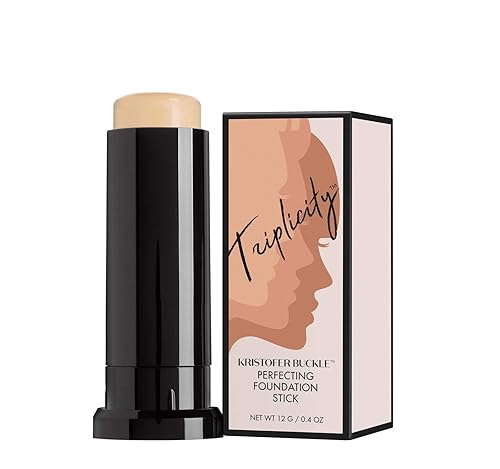 KRISTOFER BUCKLE Triplicity® Perfecting Foundation Stick, 0.4 oz. | Primes Skin, Provides Buildable Coverage & Has A Soft Focus Effect | Fair (Warm)