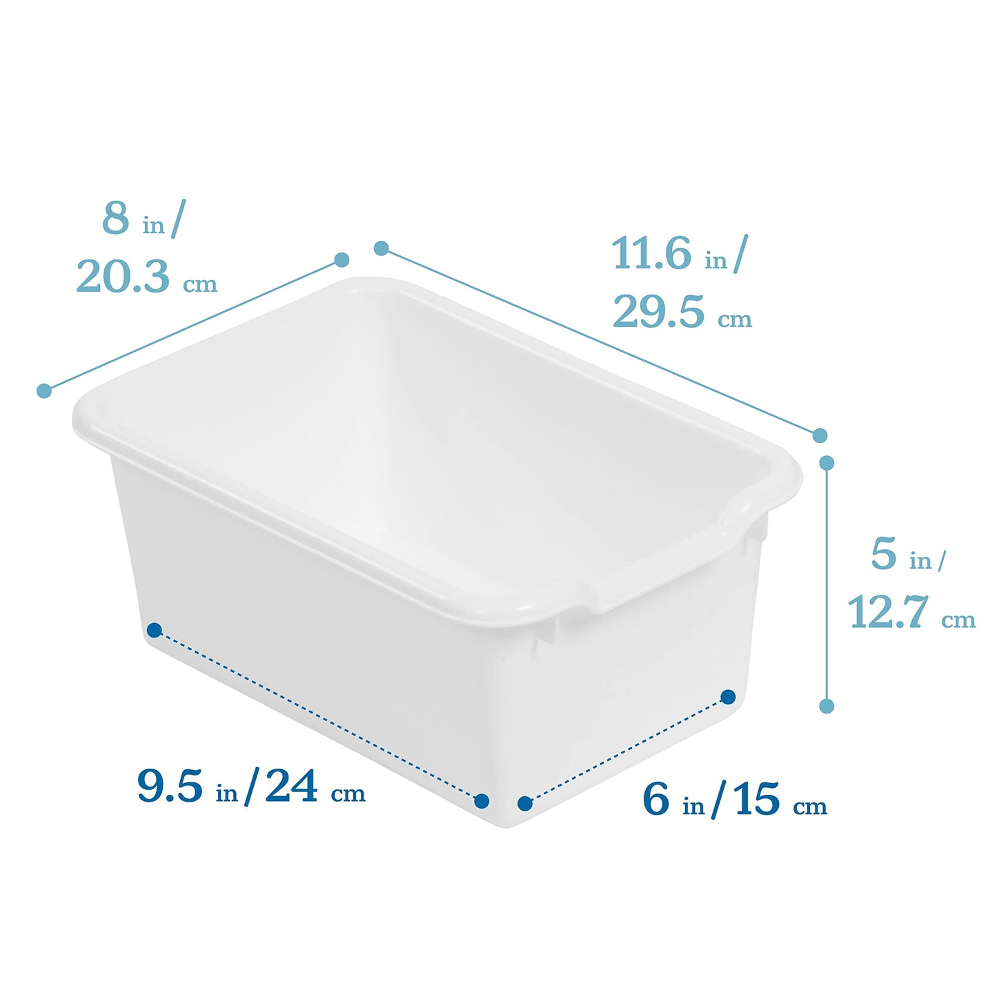 ECR4Kids Scoop Front Storage Bin, Multipurpose Organization, White, 5-Piece