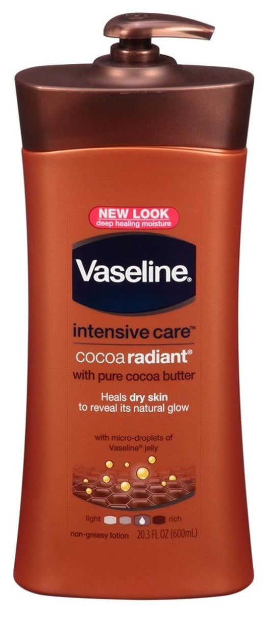 Vaseline Intensive Care Lotion Cocoa Radiant 20.3 Ounce Pump (600ml) (6 Pack)