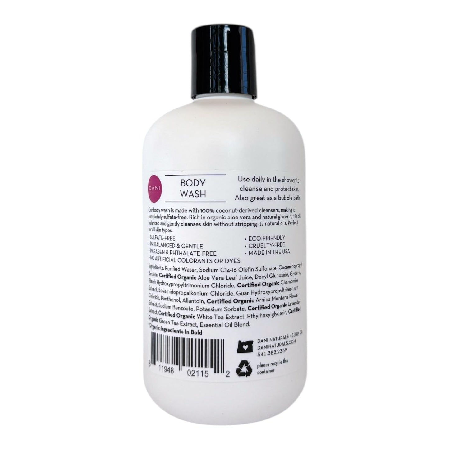 DANI Naturals Passion Fruit Body Wash, Vegan, Sulfate-Free, Made with Organic Ingredients, 12 fl oz