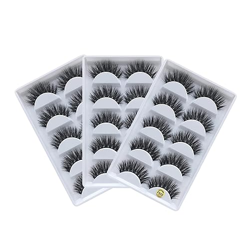 HIPRETTYUS 15 Pairs 3D Mink False Lashes, Wholesale Handmade Reusable 3D Faux Mink Fake Eyelashes, Wispy Long Full Natural Pack…