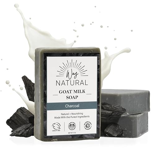 Activated Charcoal Soap Bar 3 Pack (5oz Bars) - Goat Milk Soap for Women & Men - Natural, Handmade Exfoliating Body Wash Bar - Moisturizing for Dry