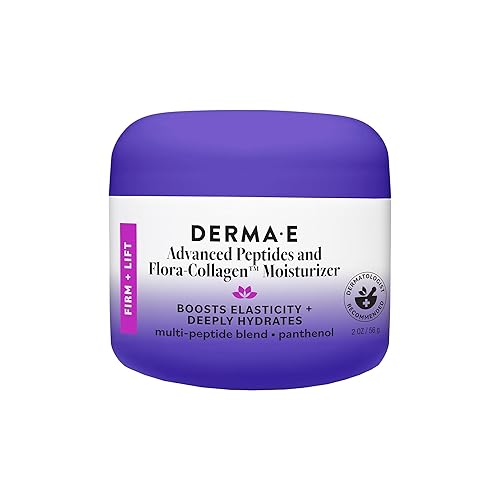 Derma E Advanced Peptides and Vegan Flora-Collagen Night Moisturizer - Hydrating Topical Facial Cream Improves Elasticity and Reduces Appearance