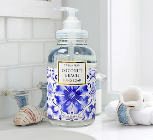 Home and Body Company Hand Soap, Casa Di Fiori Collection - 19.5 fl oz Glass Bottles (Coconut Beach) Beauty & Personal Care Home & Body Company