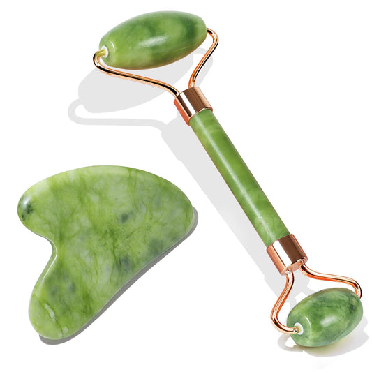 BAIMEI IcyMe Jade Face Roller & Gua Sha, Facial Beauty Skin Care Tools, Self Care Gift for Men Women, Massager for Face, Eyes, Neck, Relieve Fine