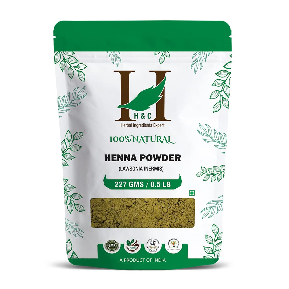 H&C 100% Natural and Pure Henna Powder/Lawsonia Inermis 227 gms (1/2 LB) for Hair