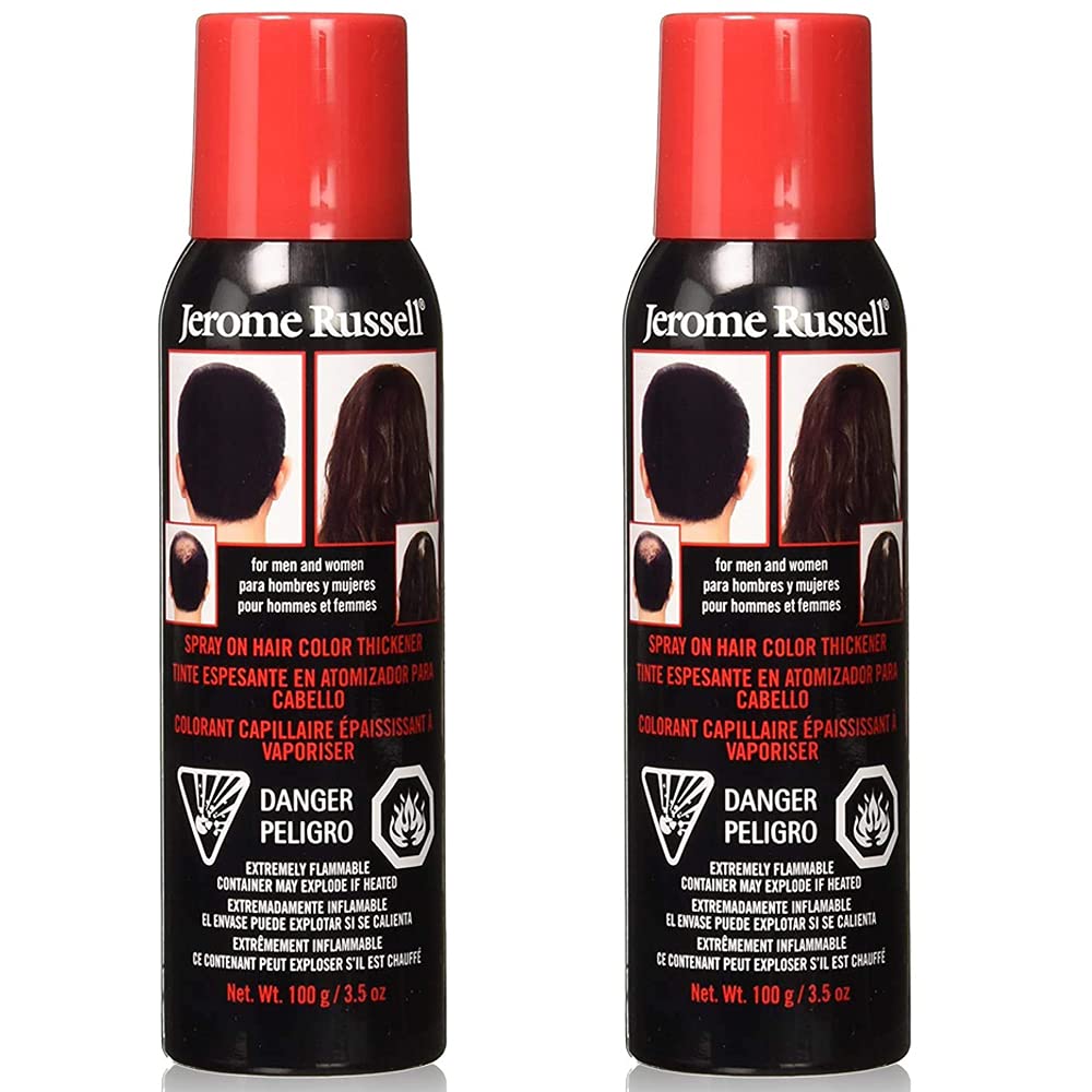 Jerome Russell Spray-On Hair Color & Thickener, Medium Brown - Instant Root Cover Up for Thinning & Fine Hair, Full Coverage, 3.5 oz, 2-Pack