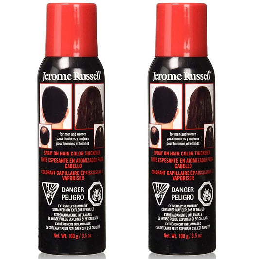 Jerome Russell Spray-On Hair Color & Thickener, Medium Brown - Instant Root Cover Up for Thinning & Fine Hair, Full Coverage, 3.5 oz, 2-Pack