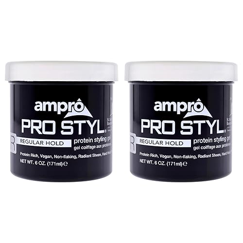 AmPro Pro Styl Styling Gel - Non-Flaking, Alcohol Free, Vegan Formula - Flexible, Touchable Hold for All Hair Textures - Regular - 2 pc