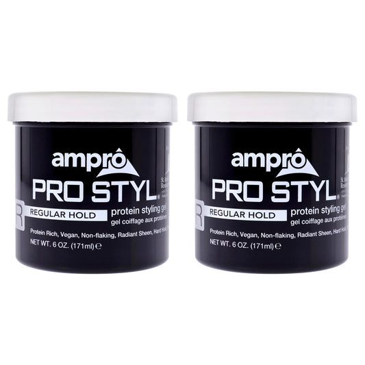 AmPro Pro Styl Styling Gel - Non-Flaking, Alcohol Free, Vegan Formula - Flexible, Touchable Hold for All Hair Textures - Regular - 2 pc