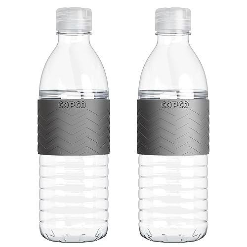 Copco Hydra Water Bottle with Spill-Resistant Lid, 16.9 oz (Set of 2) - Reusable Tritan Non-Slip Sleeve, Twist-Open Body - BPA-Free, Leak-Proof