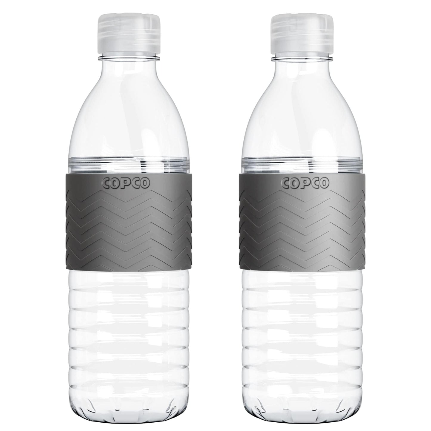 Copco Hydra Water Bottle with Spill-Resistant Lid, 16.9 oz (Set of 2) - Reusable Tritan Non-Slip Sleeve, Twist-Open Body - BPA-Free, Leak-Proof
