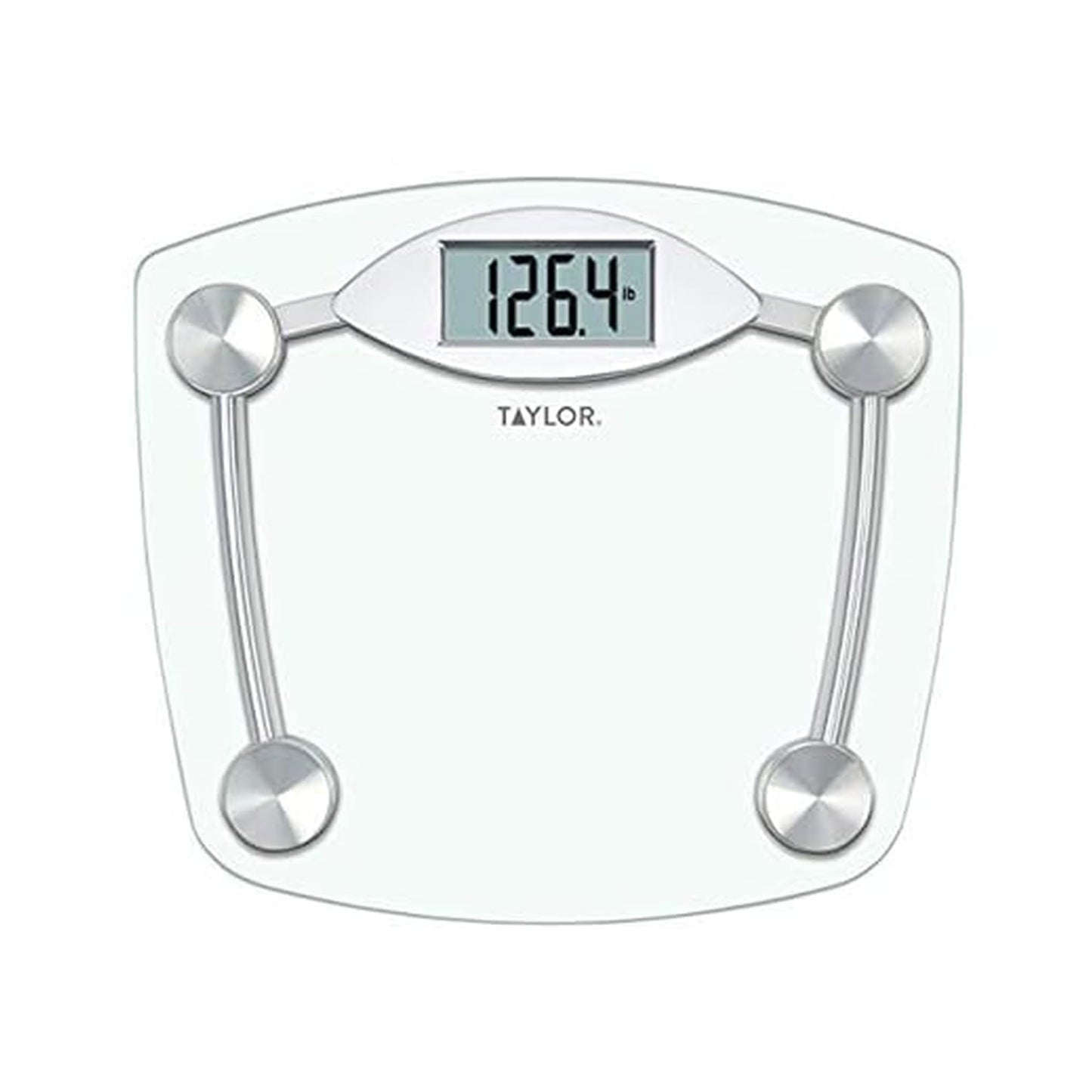 Taylor Digital Bathroom Scale, Body Weight Scale, Instant On and Off, 400 lb Capacity, Sturdy Clear Glass with Chrome-Finish Base