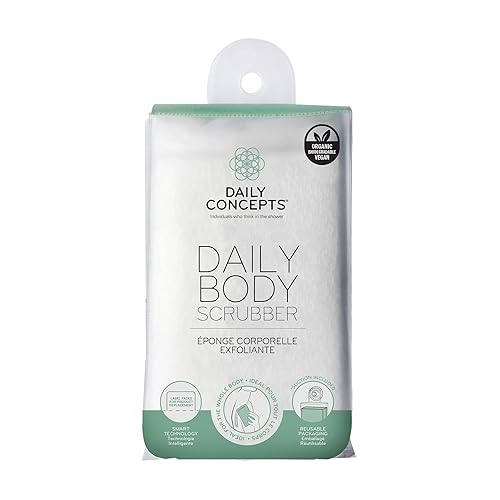 DAILY CONCEPTS Daily Body Scrubber, Soy-Based And Organic Cotton. For The Whole Body. The Bath Sponge Deeply Cleanses The Skin And Creates A Rich