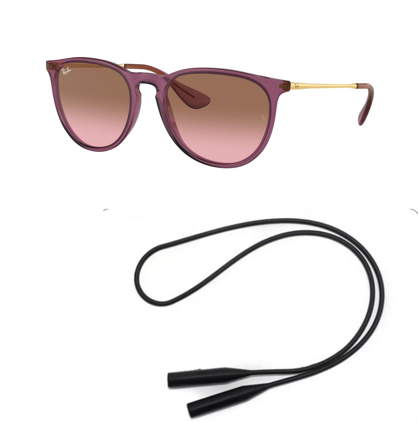 Ray-Ban RB4171 Sunglasses Bundle: RB 4171 ERIKA 659114 Erika Transparent Violet Pink and Universal Anti-slip Silicone Leash
