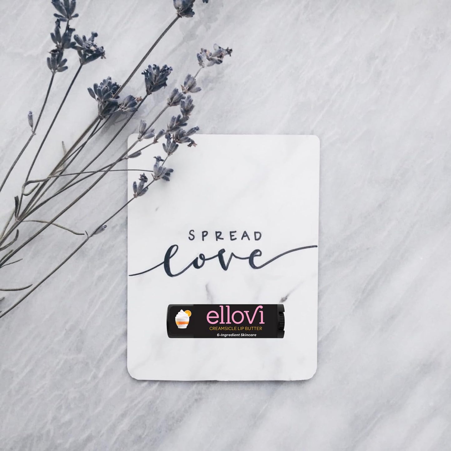 Ellovi Natural Lip Butter Lip Balm - Creamsicle - Pure Enough to Eat - Made With Just 6 Vegan Ingredients - 100% Natural & Organic Moisturizing Lip