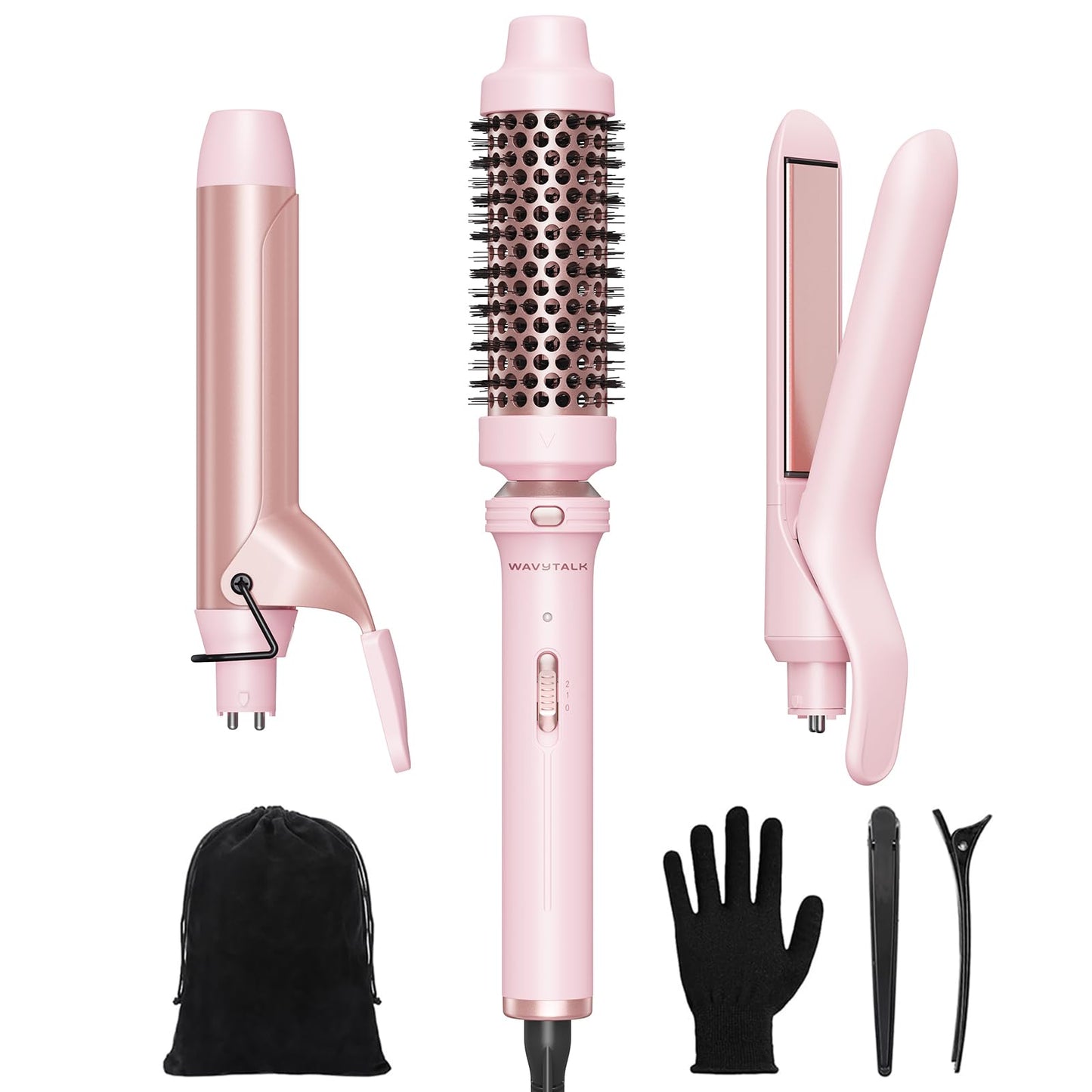 Wavytalk 5 in 1 Interchangeable Ceramic Curling Iron Set with Thermal Brush, 0.5"-1.5" Barrels, Instant Heat Up, Dual Voltage Beauty and Personal Care wavytalk Default Title