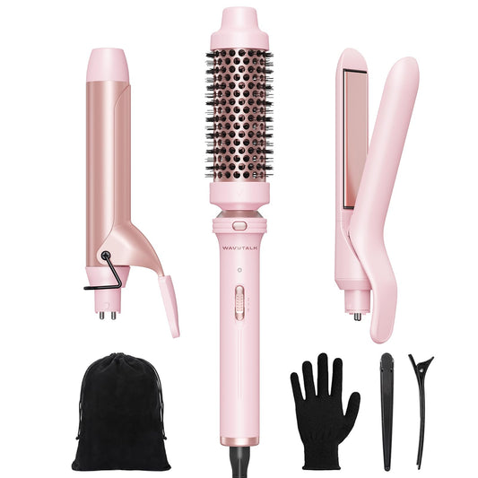 Wavytalk 5 in 1 Interchangeable Ceramic Curling Iron Set with Thermal Brush, 0.5"-1.5" Barrels, Instant Heat Up, Dual Voltage Beauty and Personal Care wavytalk Default Title