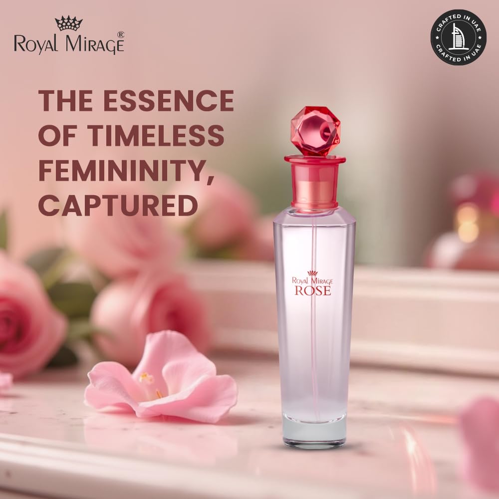 Royal Mirage Rose Eau de Toilette for Women - Premium Floral Fruity Perfume 100ml with Peach & Jasmine - Long-Lasting Feminine Fragrance Spray