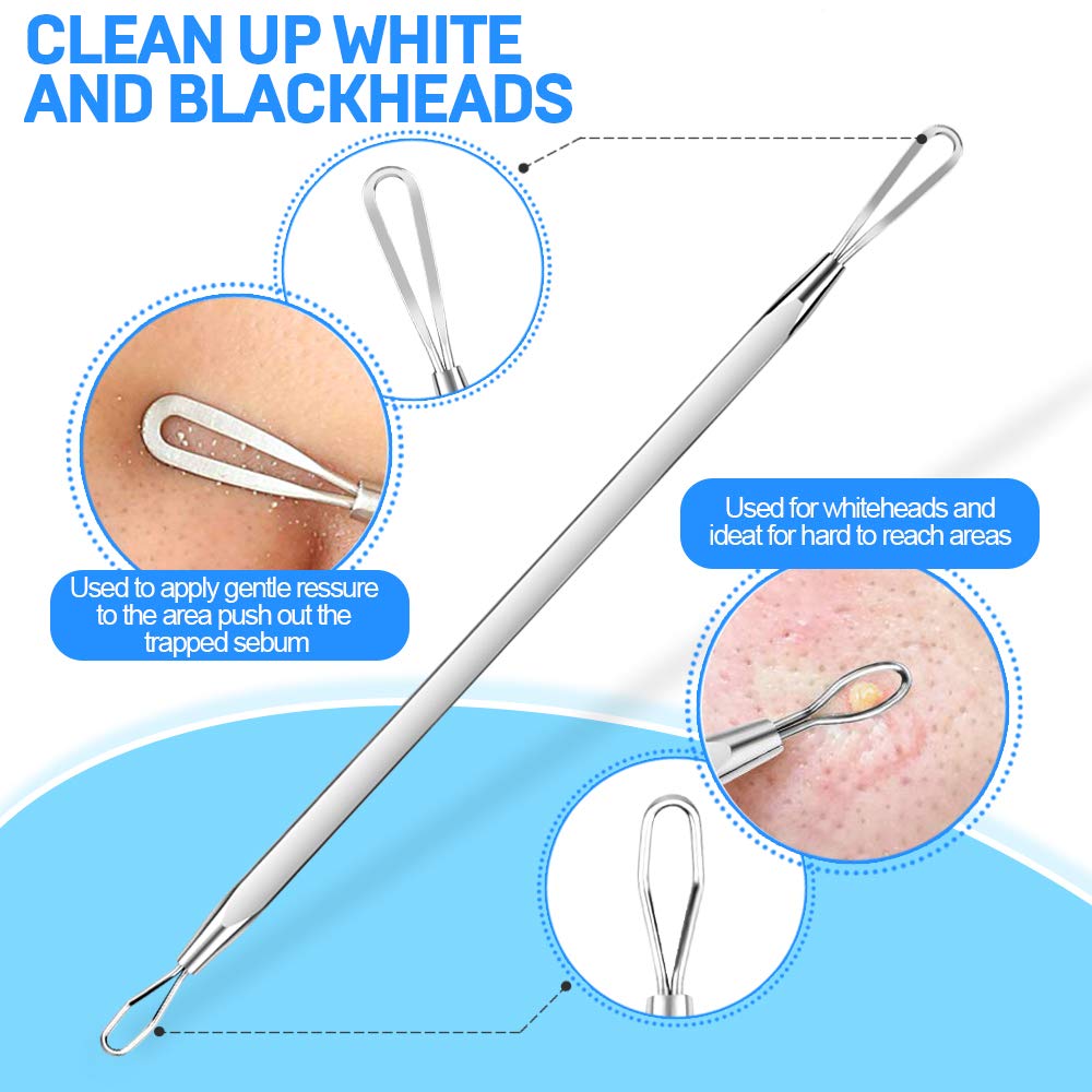 Teenitor Pimple Extractor Acne Treatment Tool Surgical Grade Blackhead Comedone Removal 2-in-1 Popper Tool for Face Nose Blackhead Extractor Tool Beauty and Personal Care Teenitor