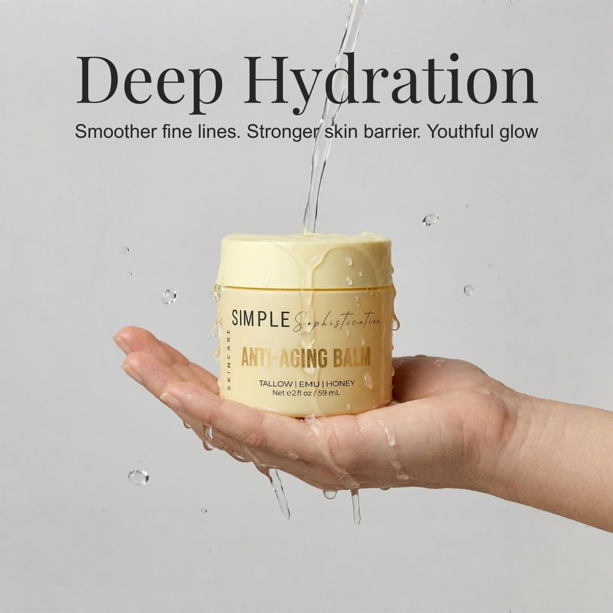 Simple Sophistication Tallow Emu Honey Balm | Nourishing Face & Body Moisturizer with Manuka Honey & Emu Oil, Non-Greasy Natural Skincare (Anti-Aging