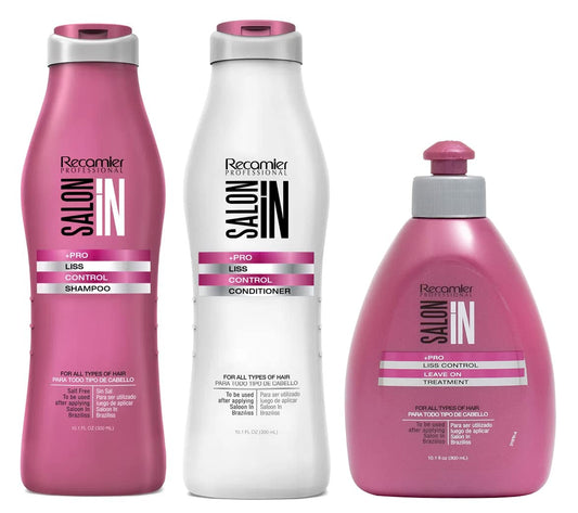 Recamier Professional Salon In +Pro Liss Control Hair Shampoo, Conditioner and Treatment Bundle 3 Piece kit 40403 Small
