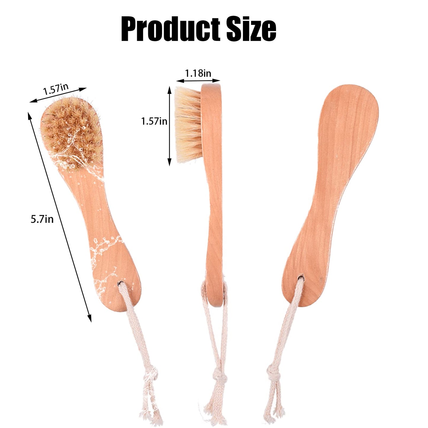 6 Pcs Face Exfoliator Brush Dry Brush Natural Bristles Wooden Face Cleaning Brush, Facial Cleansing Brush Face Wash Scrub Exfoliator Brush for Face