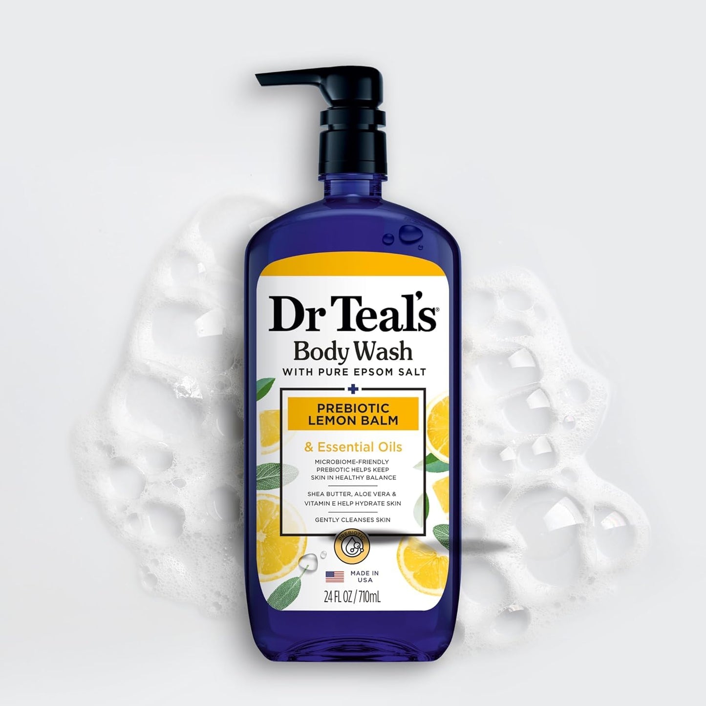 Dr Teal's Body Wash with Prebiotic Lemon Balm, Sage & Thyme Essential Oils, Magnesium, 24 fl oz, 2 Pack