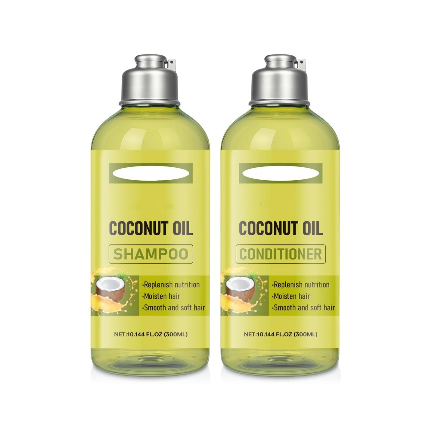 Coconut Oil Shampoo and Conditioner Set, Coconut Nourishing Hair Care Set for All Hair Types, Hydrating & Frizz Control Treatment, Helps Restore