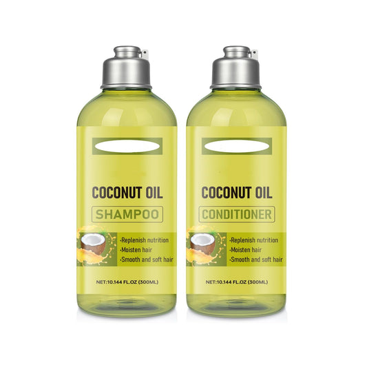 Coconut Oil Shampoo and Conditioner Set, Coconut Nourishing Hair Care Set for All Hair Types, Hydrating & Frizz Control Treatment, Helps Restore