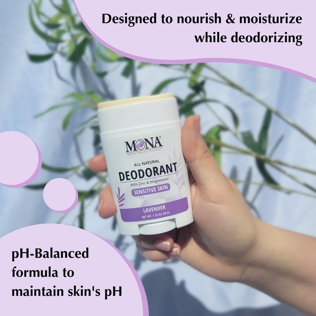 MONA BRANDS All Natural Deodorant For Women & Men - For Sensitive Skin - No Aluminum or Baking Soda - (3-Pack VARIETY-1 1.76 Oz each) Beauty and Personal Care MONA