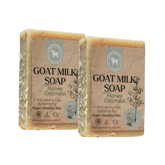 Honey Sweetie Acres 2-Pack Honey Oatmeal Goat Milk Soap - Handmade 5 oz Bar, Made with Natural Ingredients, Moisturizing & Gentle, Made in the USA Beauty & Personal Care Honey Sweetie Acres