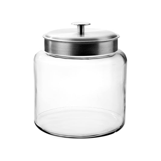 Anchor Hocking 1.5 Gallon Montana Glass Jar with Lid (2 piece, brushed metal, dishwasher safe)