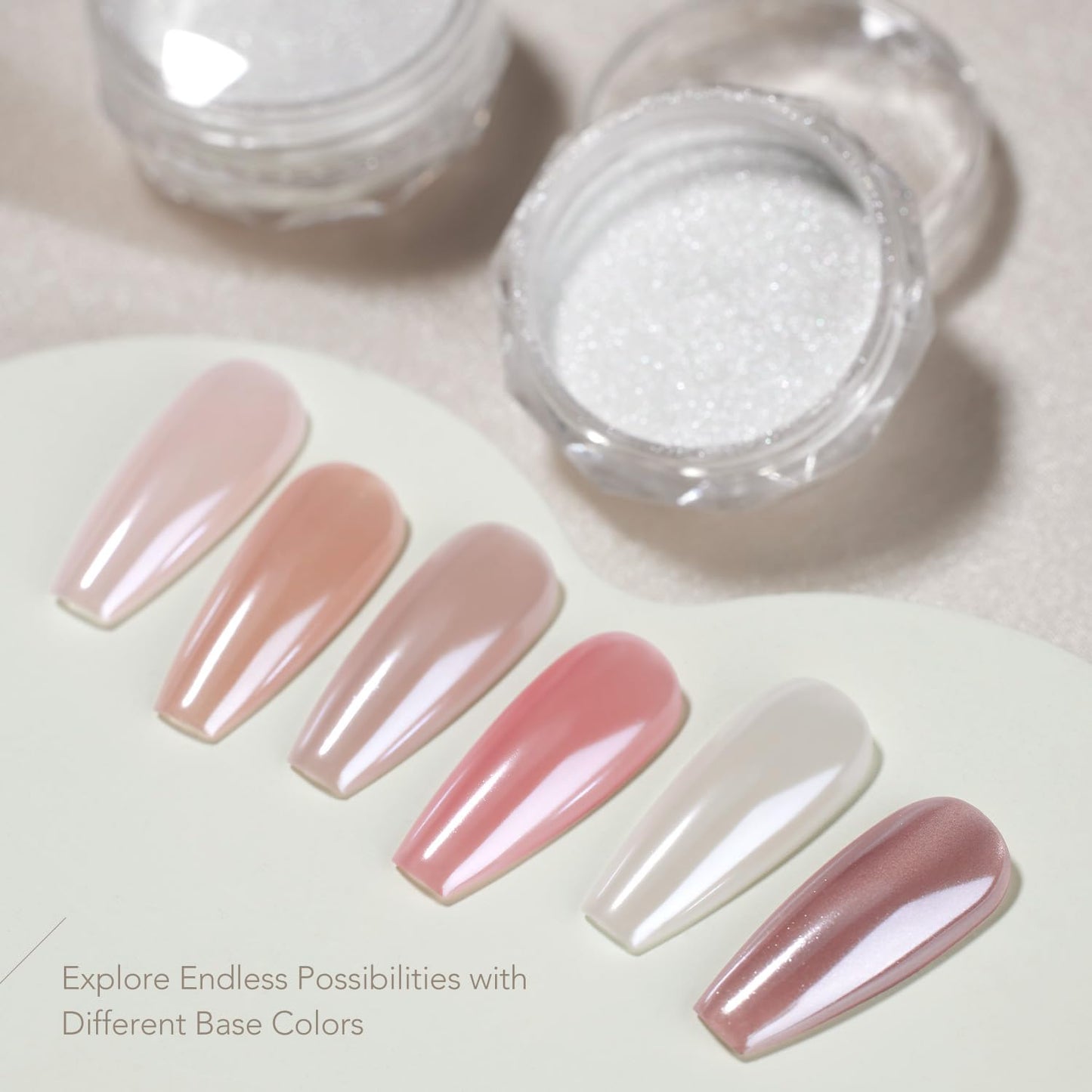 GAOY White Pearl Chrome Nail Powder, Mirror Effect Shimmer Glitter Pigment Mermaid Aurora Nail Art Decorations, Lustrous White Beauty and Personal Care GAOY