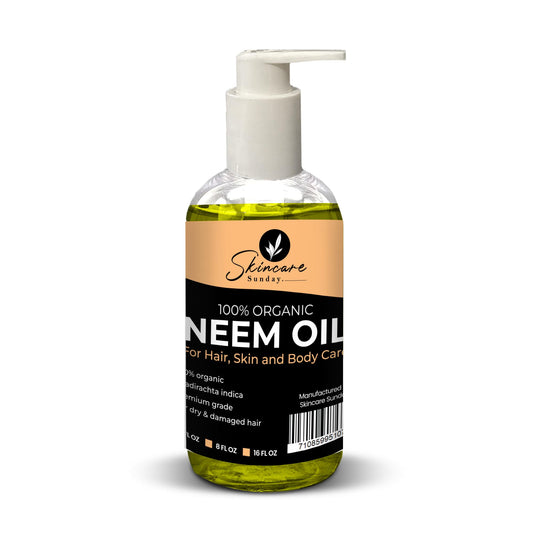 SKINCARE SUNDAY 100% Organic Neem Oil - Pure & Organic, Premium Quality for Hair, Skin, and Body Care (8 FL OZ)