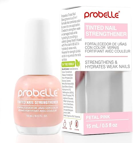 Probelle Tinted Nail Strengthener, Colored Nail Strengthening Treatment, Nail Growth and Repair, Stops Peeling, Splits, Chips, Cracks, and Strengthens
