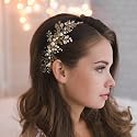 Kercisbeauty Wedding Bridal Bridesmaids Flower Girl Crystal and Pearl Side Hair Comb Slide Headpiece Long Curly Bun Hair Accessories for Prom (Rose
