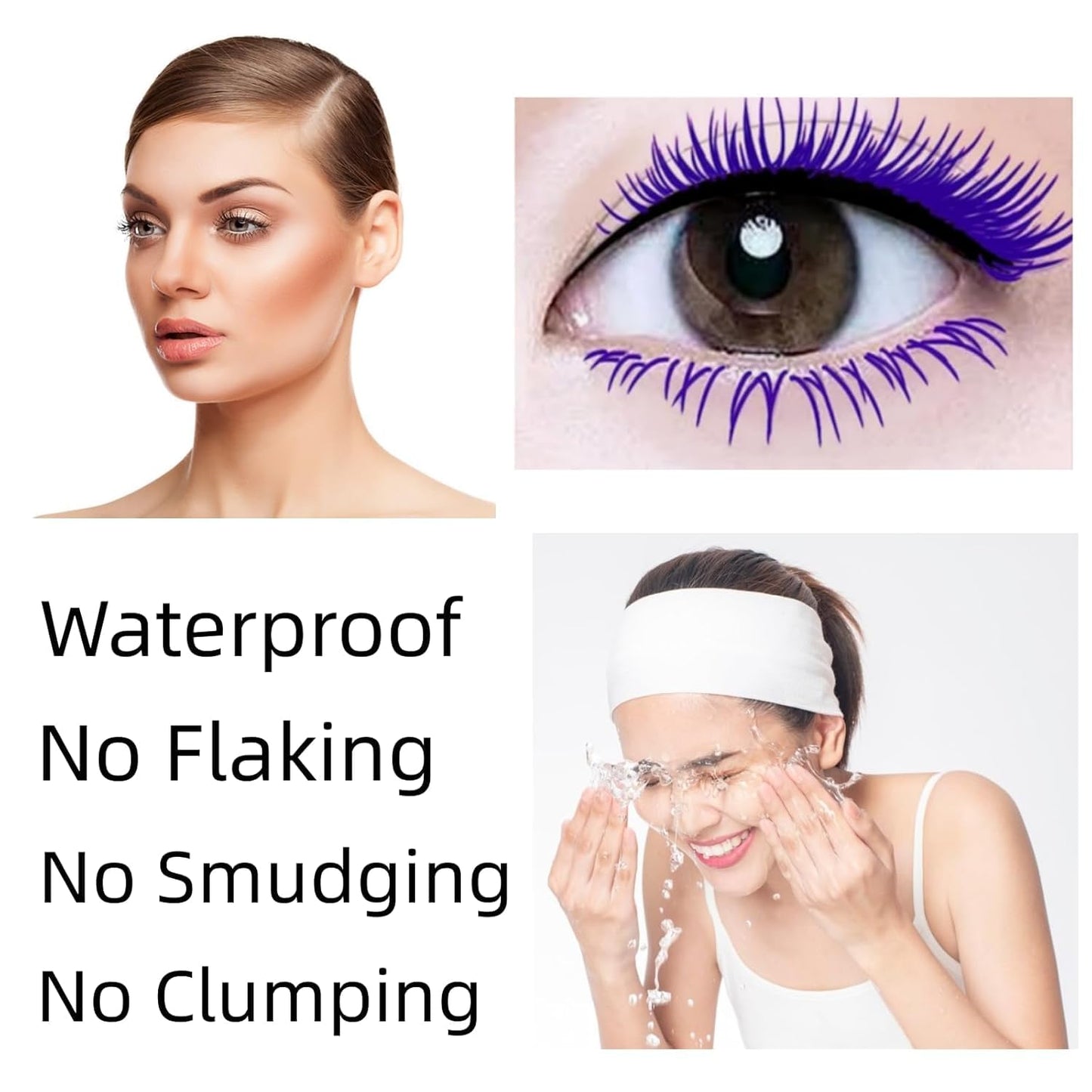 LGSZGDCN 2 PCS Purple Cat eye mascara Colored Makeup Waterproof Fast Dry Eyelashes Curling Lengthening Makeup Eye Lengthening, Lifting, Curling