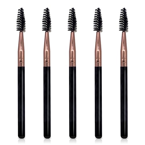 UorPoto Mascara Brush Wands Makeup Lash Spoolies Set 5Pcs Spooly Eyelash Eyebrow Brushes Applicators for Extensions Reusable JMS-5
