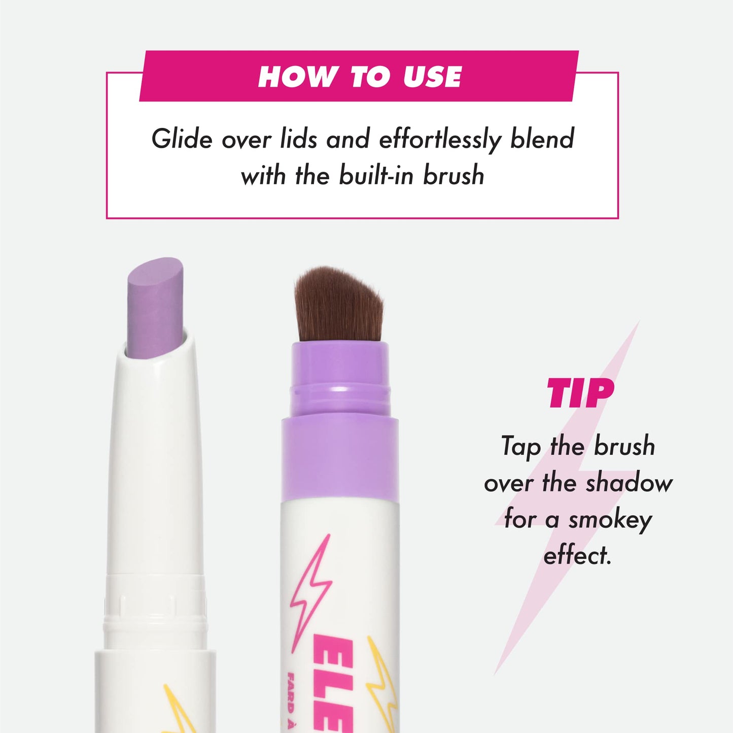 Lime Crime Electric Slide Eyeshadow & Brush Stick, Whatever - Lightweight 2-in-1 Eyeshadow Smudge Stick with Angled Brush for Long Lasting & Natural