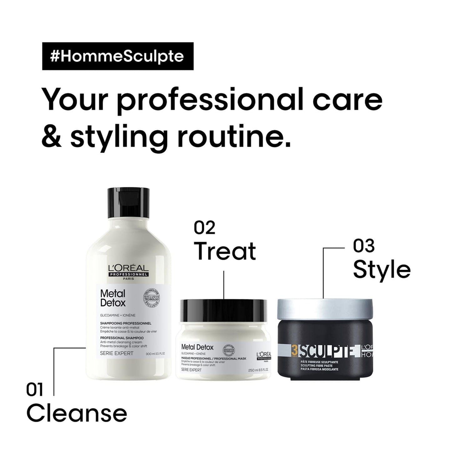 L'Oréal Professionnel Paris Men’s Sculpting Paste - Provides Light and Flexible Hold, Shiny Finish, For All Hair Types