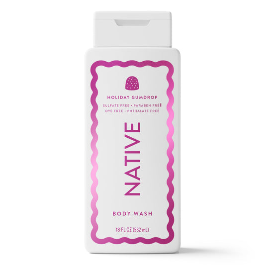 Native Body Wash, Holiday Edition, Holiday Gumdrop Scent, Contains Naturally Derived Ingredients | For Women & Men, Sulfate, Paraben, & Dye Free Beauty & Personal Care Native