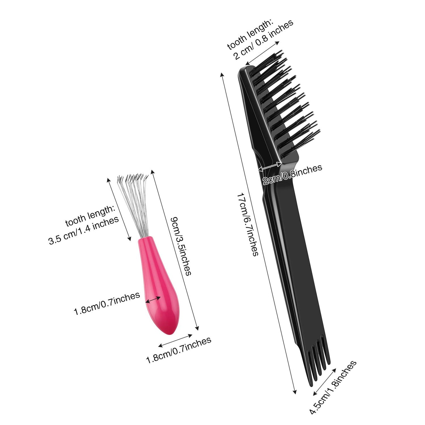 Boao 2 Pieces Hair Brush Cleaning Tool Comb Set Mini Hair Brush Dirt Remover with Metal Wire Rake for Removing Hair Dust Home and Salon Use(Pink