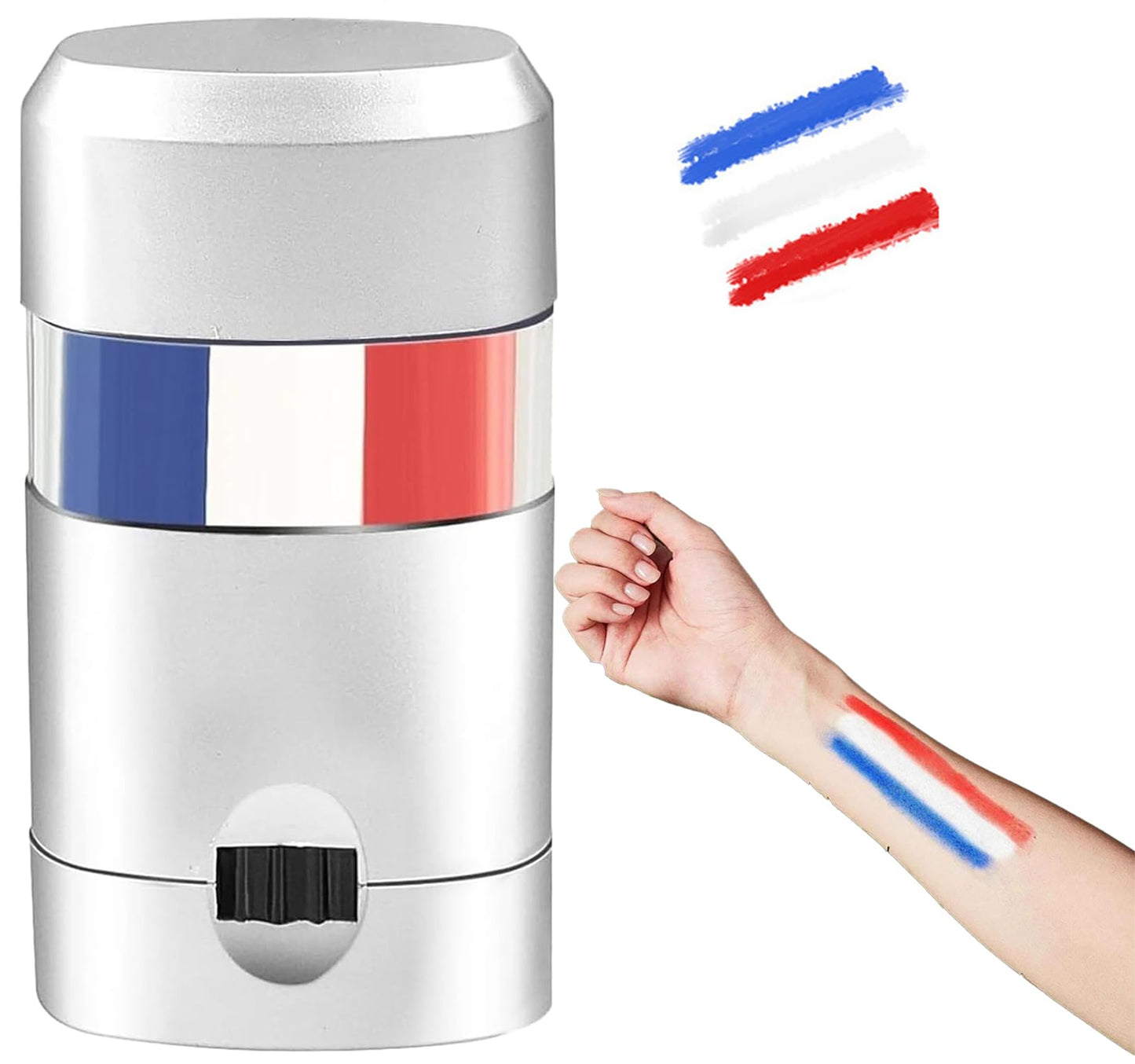 1 Set Blue White Red Stick Face Paint, Patriotic 4th of July Face Paint, Flag Face Paint, Stripe Fan Brush Stick for Cosplay, Party, Sports Makeup