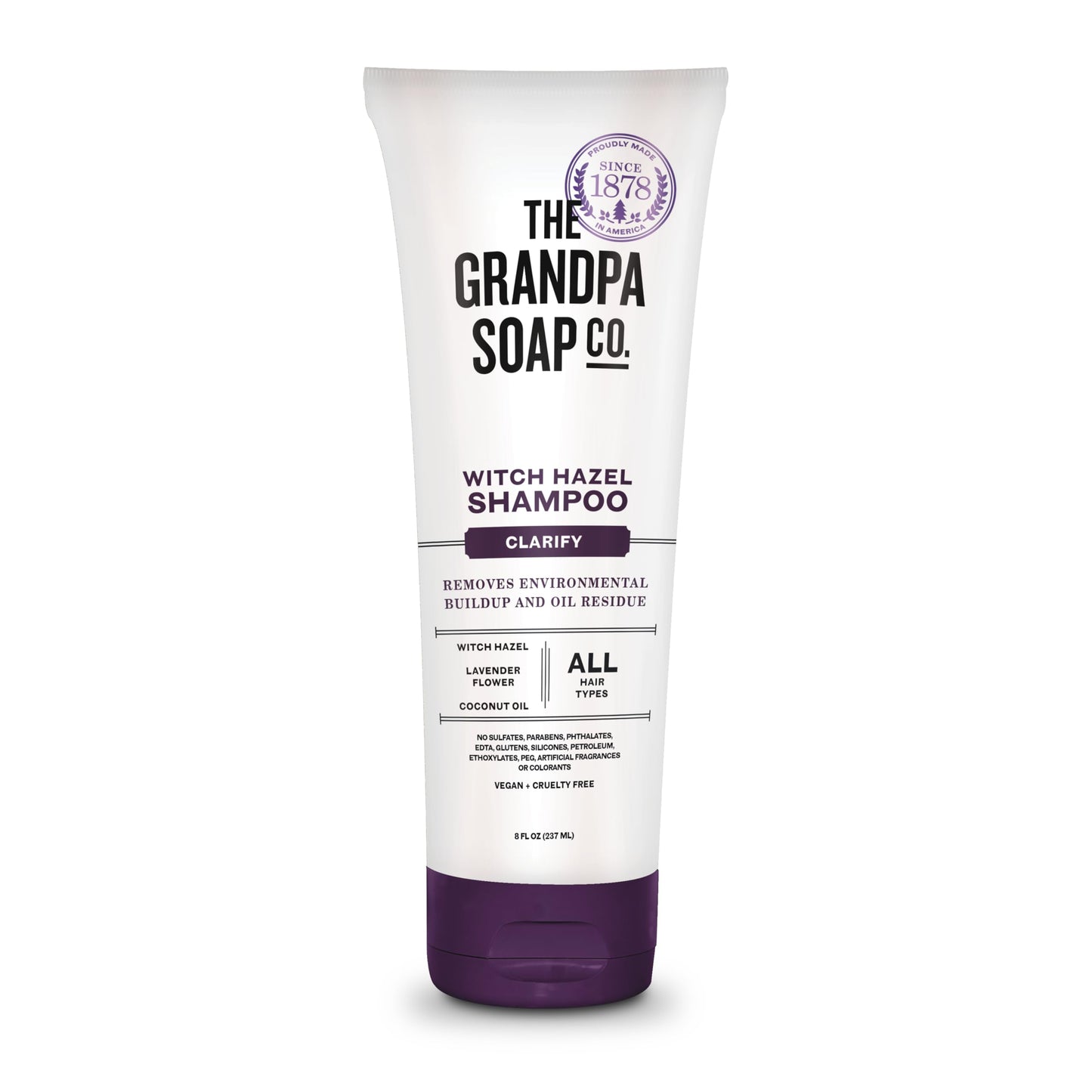 The Grandpa Soap Company Witch Hazel Shampoo Vegan & Cruelty Free | Witch Hazel, Lavender Flower & Coconut Oil | All Hair Types | 8 Fl. Oz. Tube