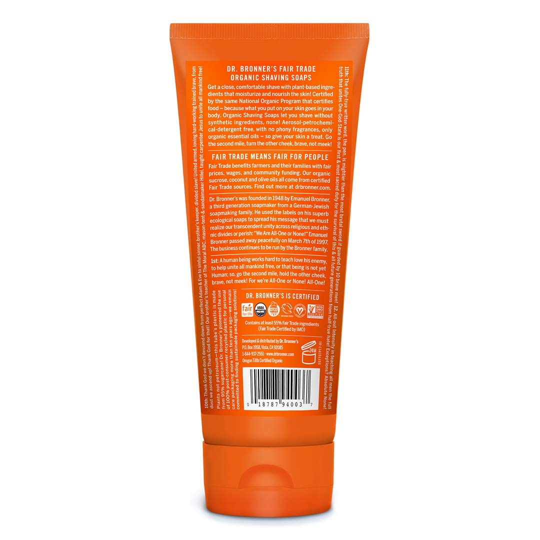 Dr. Bronner's - Organic Shaving Soap (Tea Tree, 7 Ounce) - Certified Organic, Sugar and Shikakai Powder, Soothes and Moisturizes for Close…