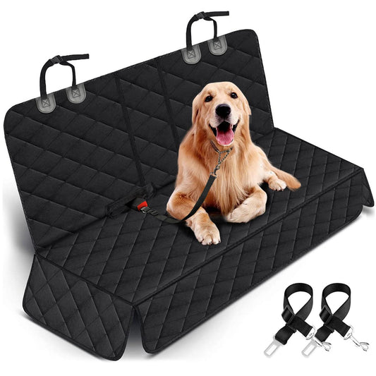 Yuntec Dog Car Seat Cover – Waterproof, Non-Slip Back Seat Protector with Middle Armrest Fit for Cars, Trucks & SUVs – Black