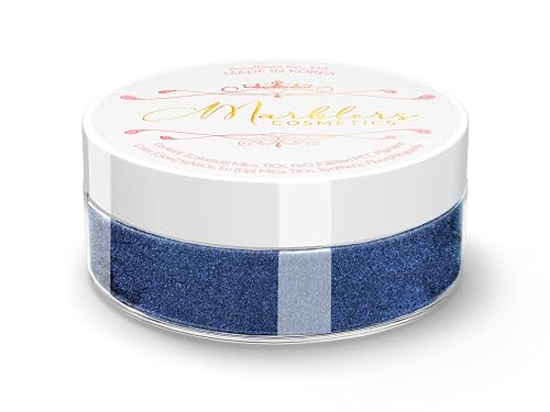 MARBLERS Fine Natural Mica Powder [Fine Navy] 0.11oz (3g) | Highly Pigmented | Non-Toxic, Vegan, Cruelty-Free | Eyeshadow, Body Butter, Nail Polish